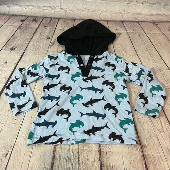 Kickee Pants Shark Print Bamboo Hoodie Shirt - Picture 1 of 3